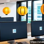 트렌드 기반 기술 스택 예시 - A modern software development office in Vietnam, featuring diverse Vietnamese developers collaborati...